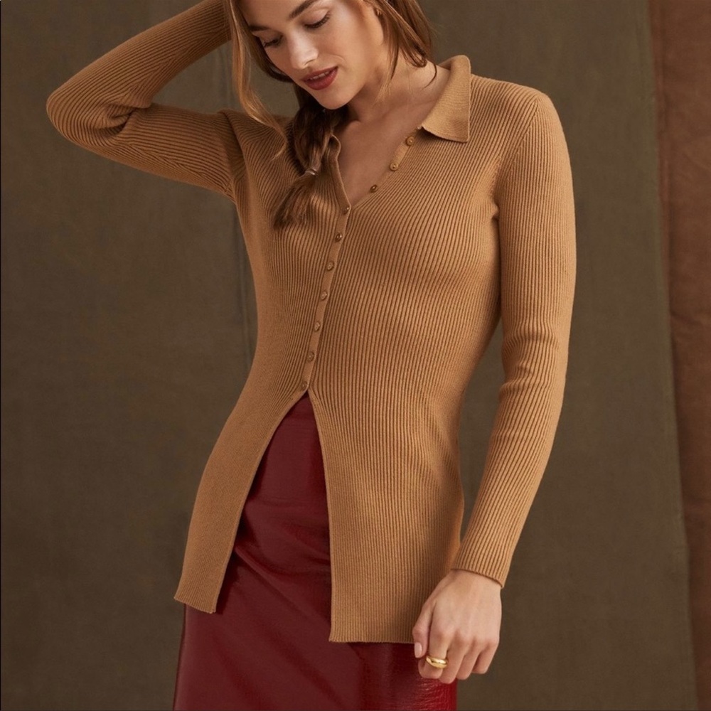 Anthropologie Maeve Ribbed Knit Slim Cardigan